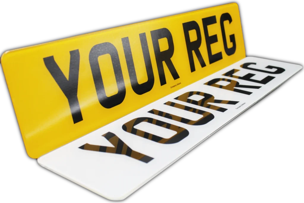 Flat black printed digits on a white number plate.