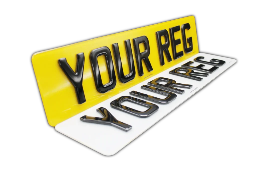 Raised acrylic number plate digits topped with black gel.