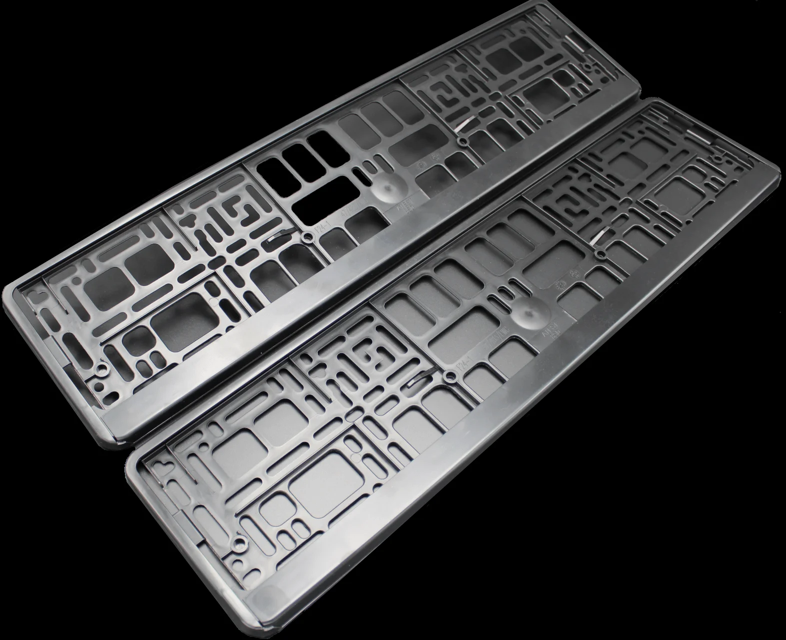 Black number plate holders