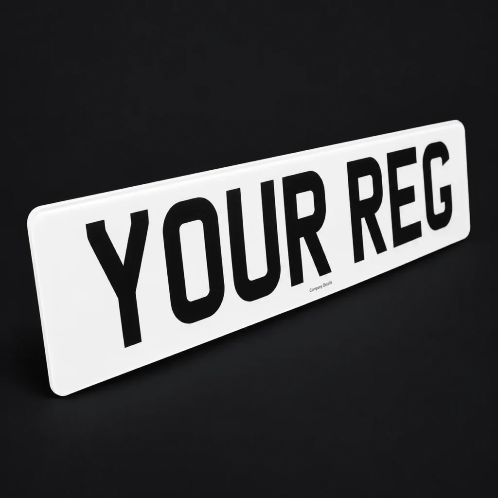 White 2D printed number plate