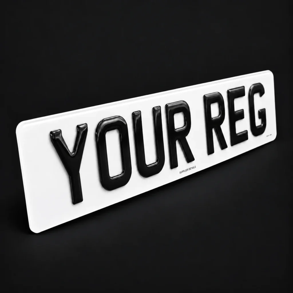 White 3D Gel number plate